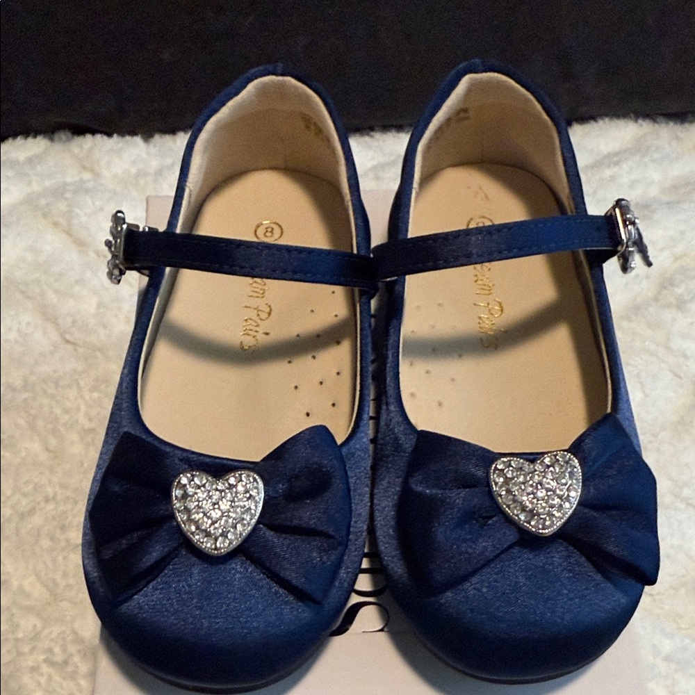 Dream Pairs Navy Kids Dress Shoes with Heart Accent